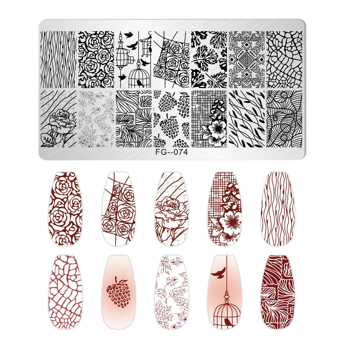 Cartoon Bear Nail Stamping Plates Fruit ice cream cake Floral Flower Leaf  Printing Stencil Nail Stamp Templates Nail Art Tools