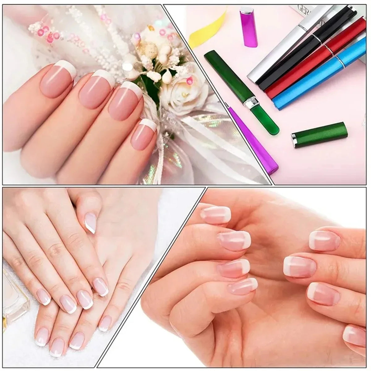 1pcs Professional Colorful Glass Nail Files strip Double-Sided Transparent Gradient Crystal Polished DIY Manicure Tools Supplies