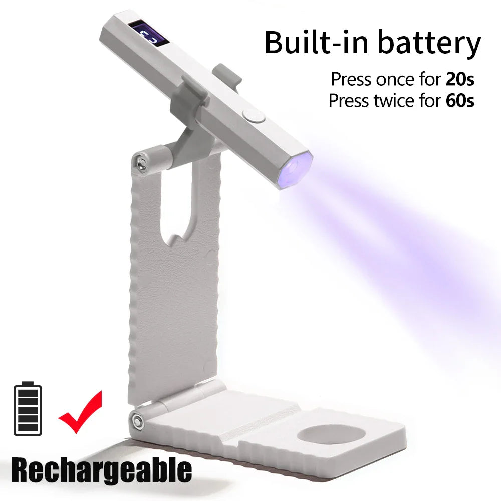 LULAA Cordless Nail Lamp with Stand Handheld UV Light with LCD Display for Gel Nails Rechargeable USB Nail Dryer for Fast Curing