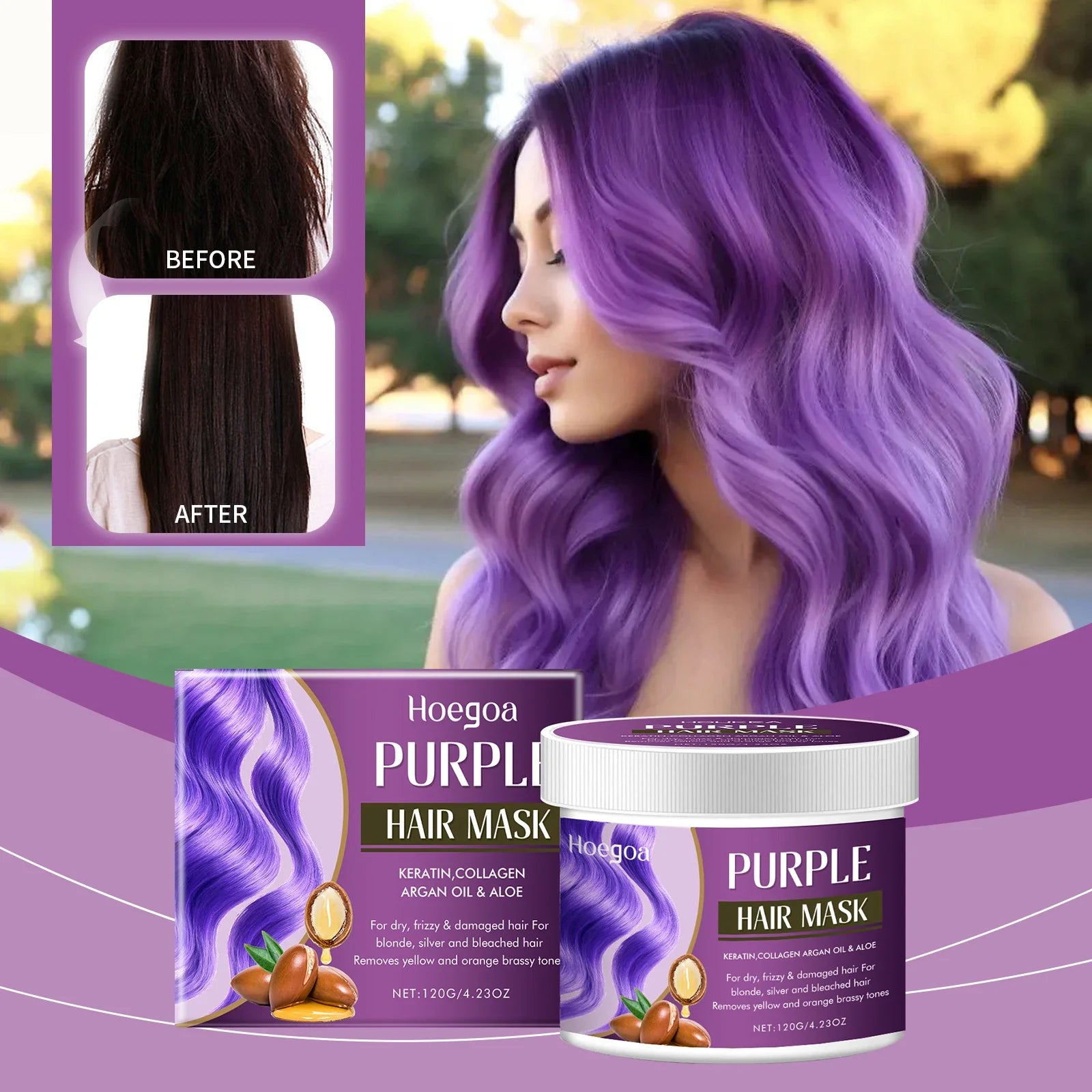 Magical Purple Hair Mask Lock Color Purple Hair Mask Cover Gray Hair Fade Yellow Suitable For Dye Care Products 120g