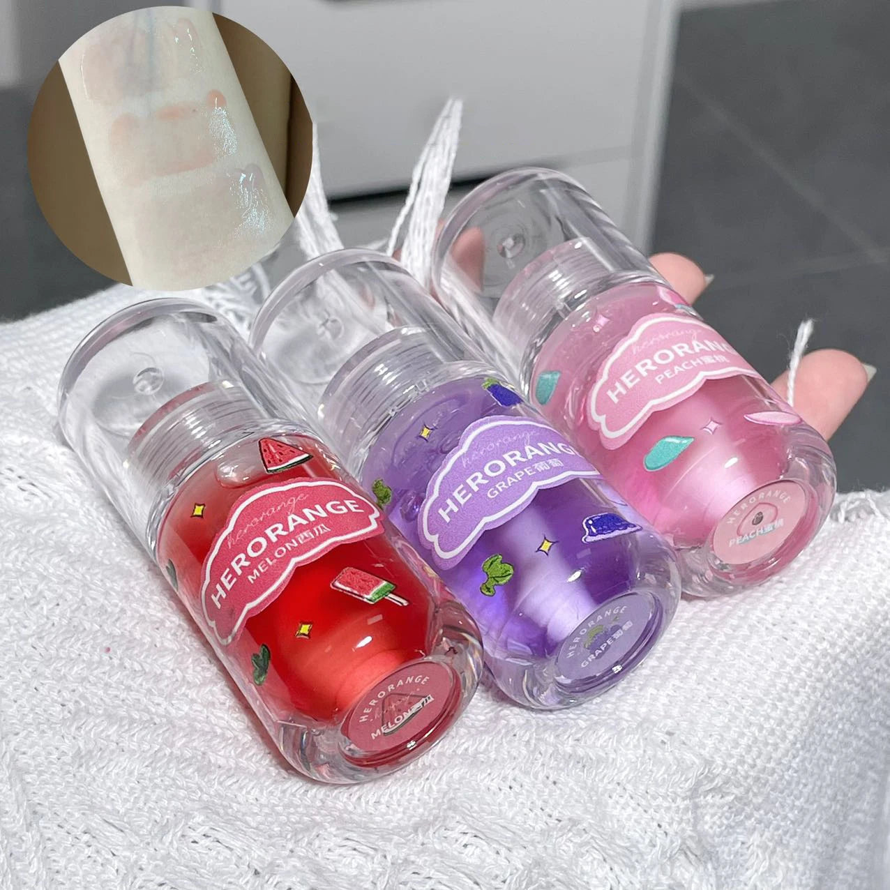 1/3Pcs Grape Glass Lip Gloss Non-sticky Lip Oil Long-lasting Moisturizing Plumping Korean Lip Care Serum Primer Big Brush Head