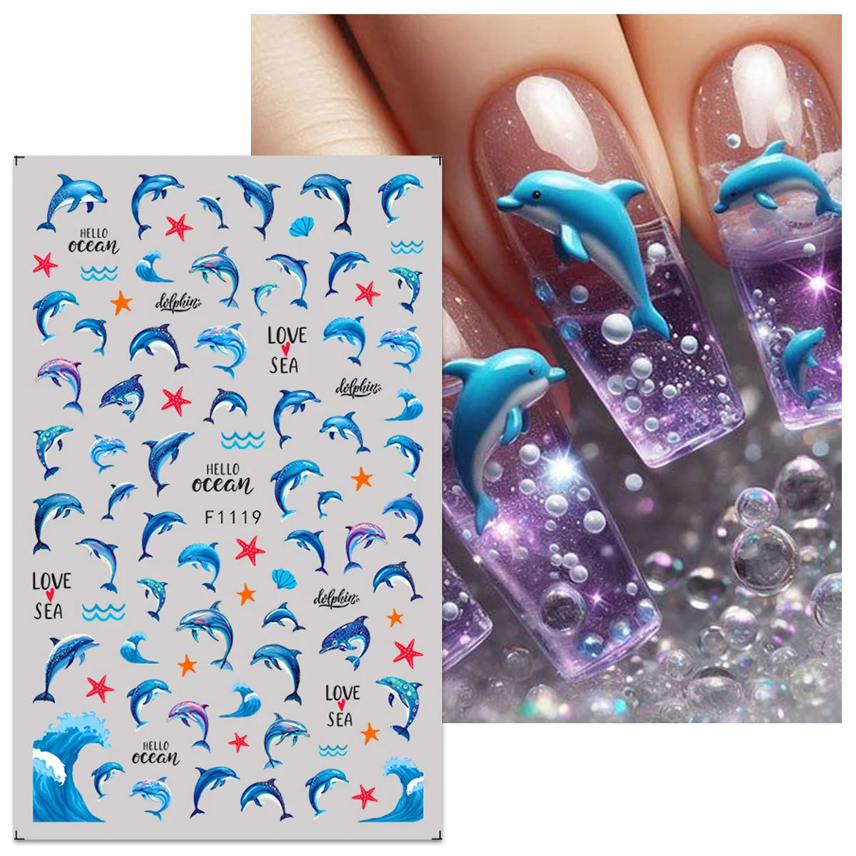 5pcs Summer Ocean Jellyfish Goldfish Mermaid Nail Art Stickers, Art Nail Art Decals, Easy to Apply Nail Decoration, DIY, Gift,