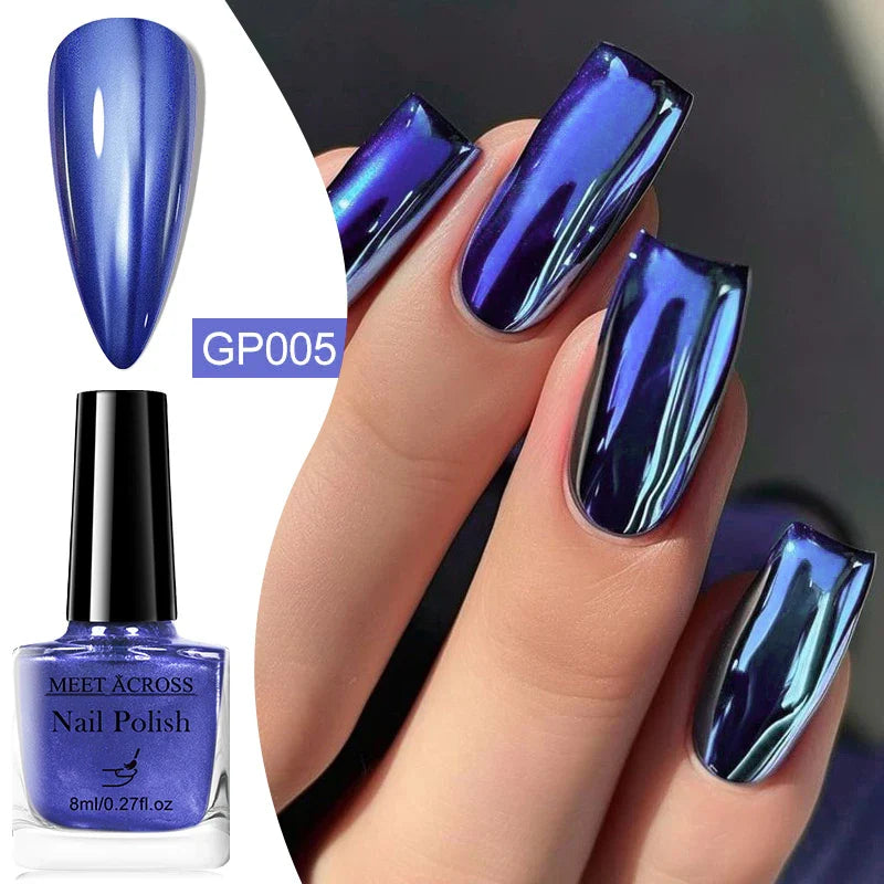 8ml Metallic Nail Polish Mirror Effect Fast Drying Long-Lasting Nails Art Polish DIY No Need Lamp Cure Manicure Nail Supplies