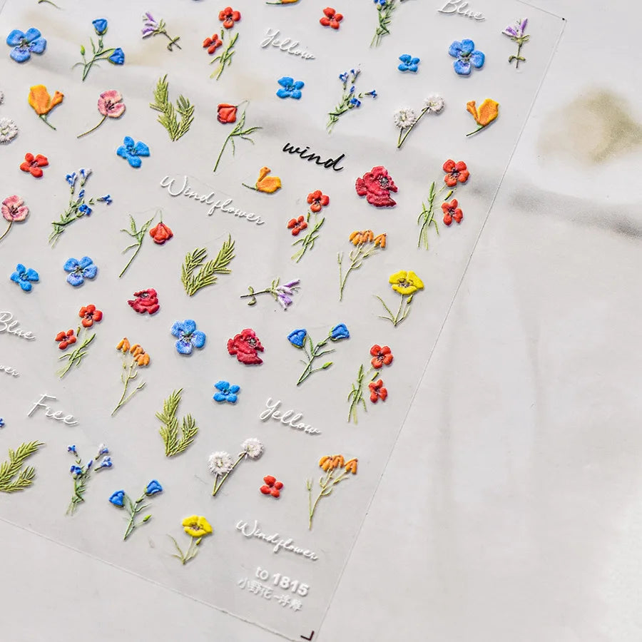 1pcs Dream Flower Window Shell Light Nail Art Stickers Japanese Flower Self Adhesive Stickers Press On Nails Decoration Decals