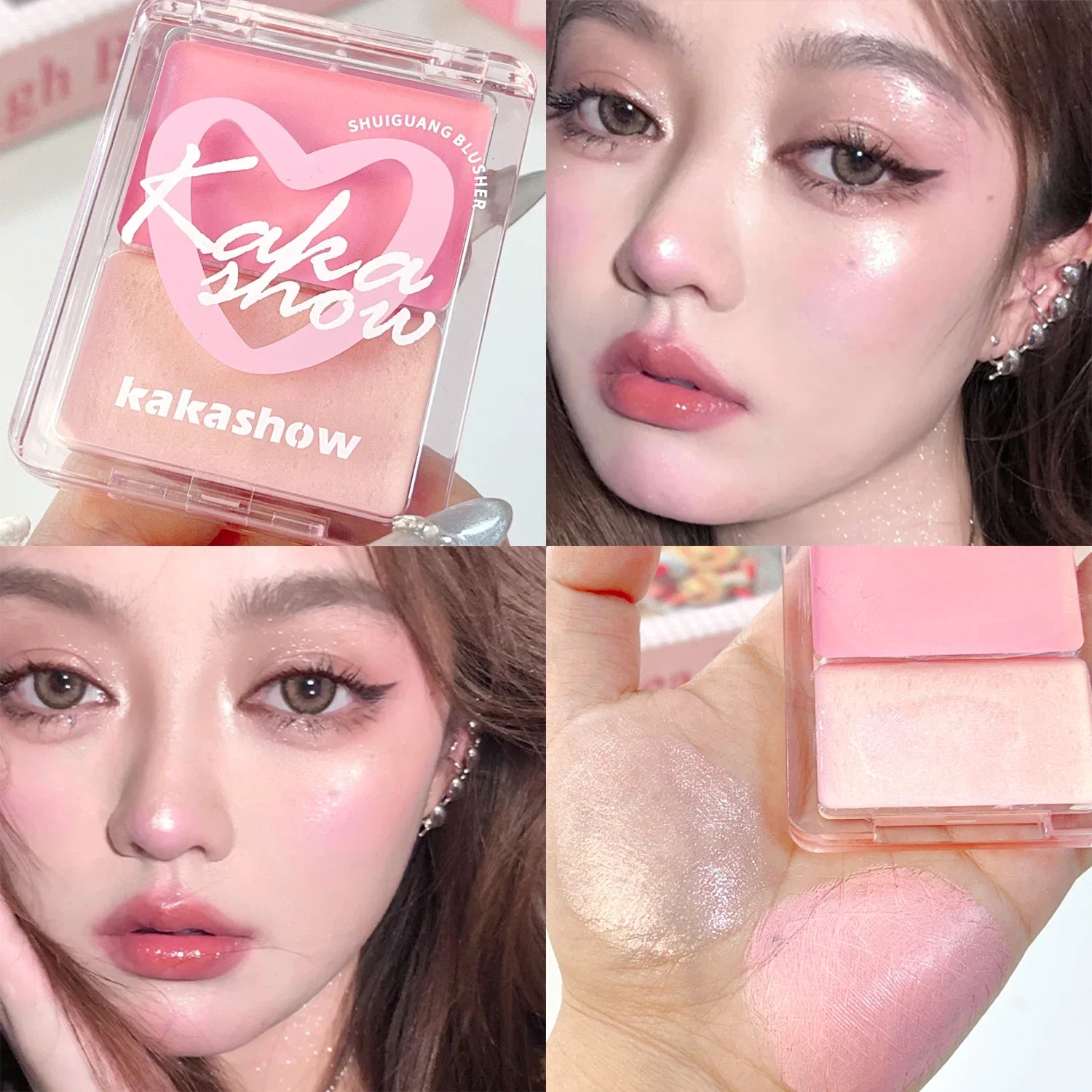 Two-color Water-light Blush Cream Natural Long Lasting Easy To Color Moisturizing High Gloss Blusher Face Korean Makeup Cosmetic