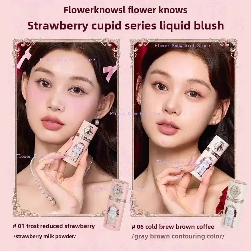 Flower Know Strawberry Cupid Makeup Gif Box Eyeshadow Liquid Cheeks Red Lips Clay Powder 9pcs/ set