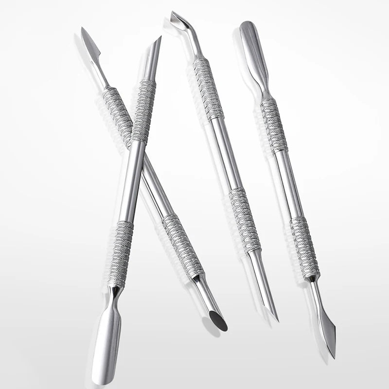 1pcs Stainless Steel Cuticle Pusher Dual Sided Shaped Double Ended Ingrown Toenail Lifter Remover Trimmer Nail Art Care Tools