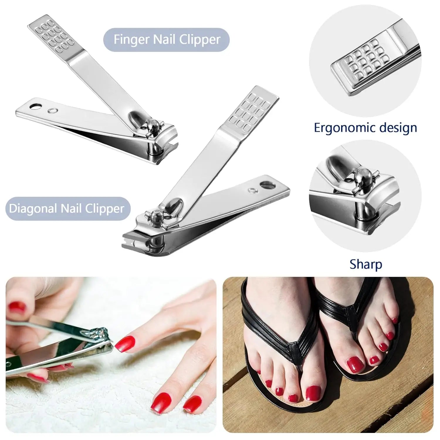 Professional Manicure Set 1 Packs, 8 Tools per Kit, Premium Stainless Steel, Sharp & Ergonomic, Compact Case for Travel