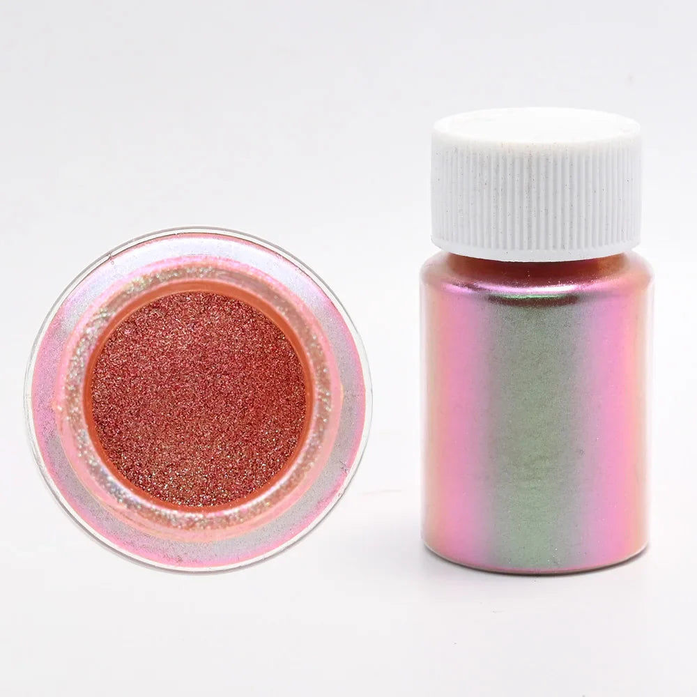 1Box Cherry Pink Chrome Pearl Nail Powder Gradient Mirror Effect Nail Art Glitter Auroras Rubbing Dust Nail Art Decoration 10g