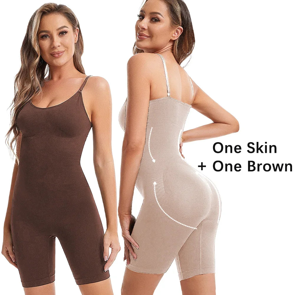 Seamless Women Bodysuit Butt Lifter Shapewear Waist Trainer Body Shaper Strappy-Back Chest Enhancing Corrective Underwear Corset