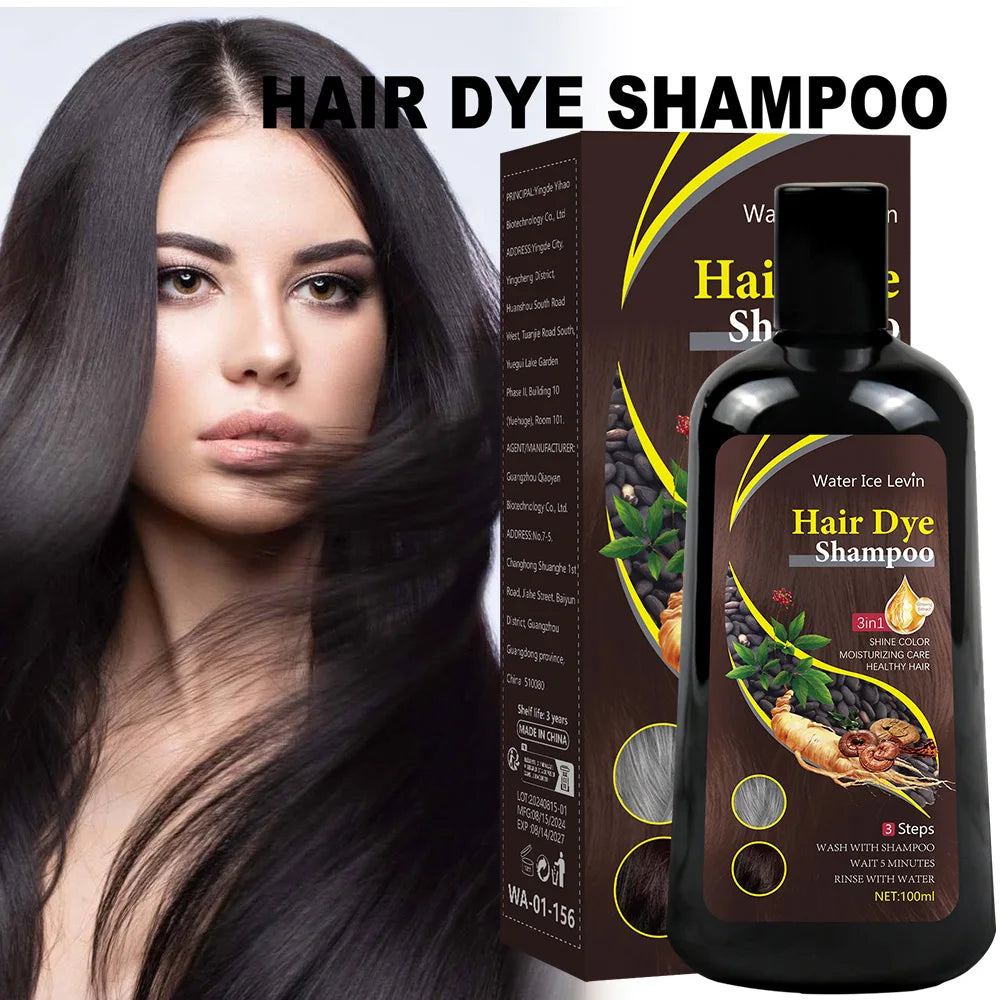 New Hair color shampoo 3 in 1 makes hair instantly from white to brown natural hair color protective sleeve for women 100ML