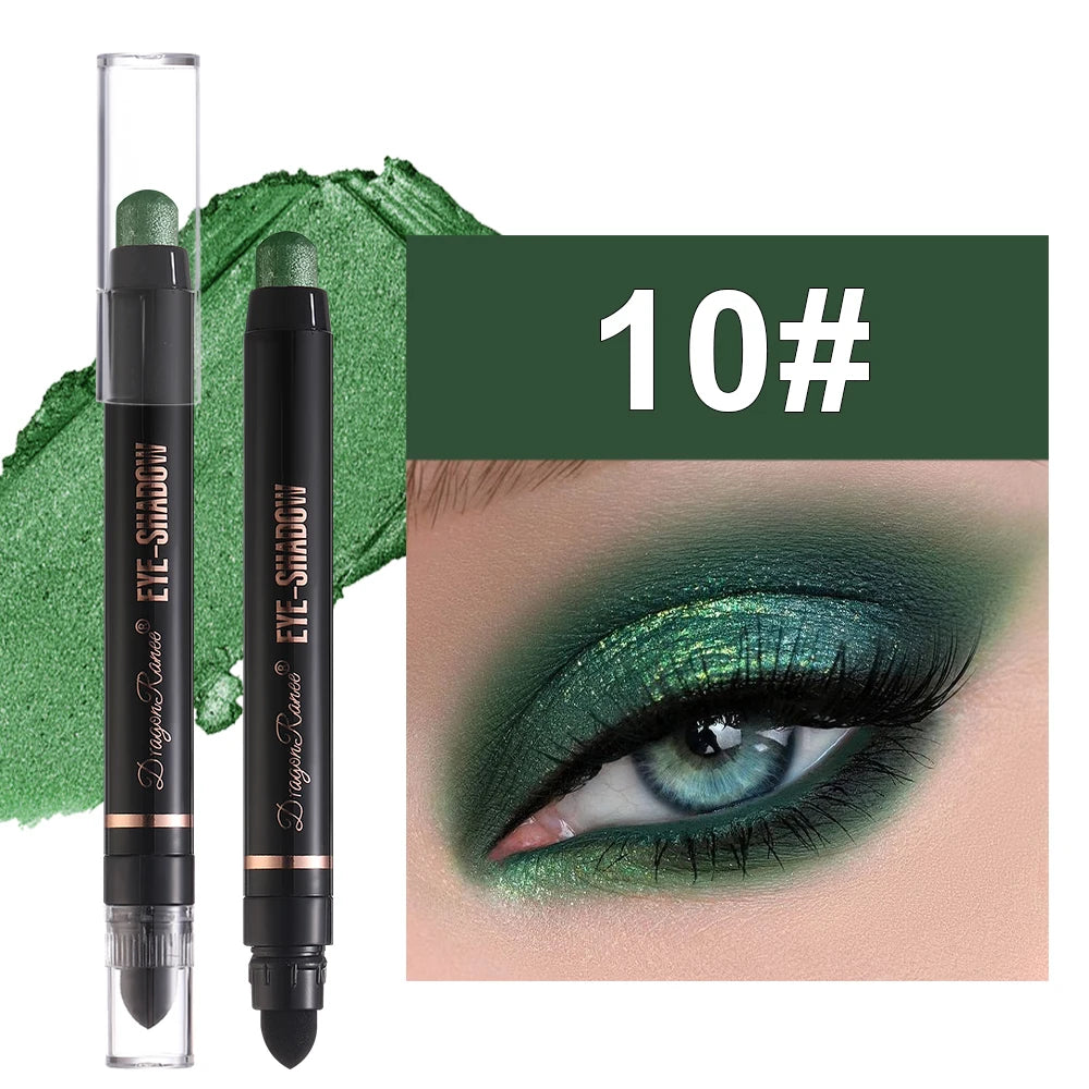 Double Head Pearlescent Eyeshadow Pencil Waterproof Glitter Metallic Blue Green Eye Shadow Makeup Pigment White Eyes Highlighter