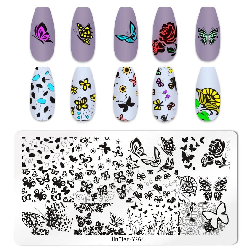 Valentine's Day Nail Stamping Plates Rose Flower Love Theme Nail Art Plate Stainless Steel Halloween Nail Design Stencil Tools