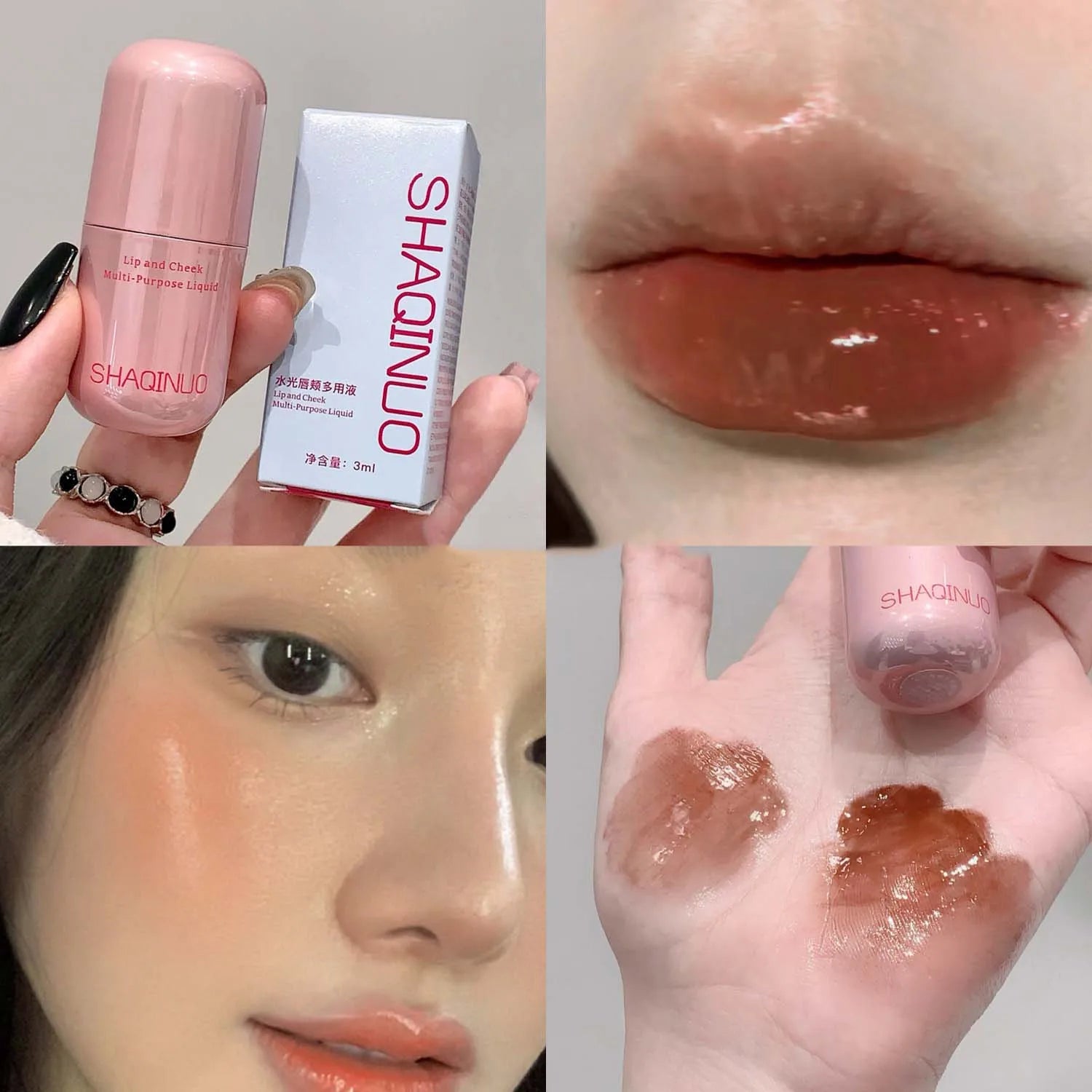 Lasting Waterproof Moisturizing Plump Lip Gloss Mirror Effect Lip Color Water Gloss Ice Clear Peach Pink Lip Glaze Korean Makeup