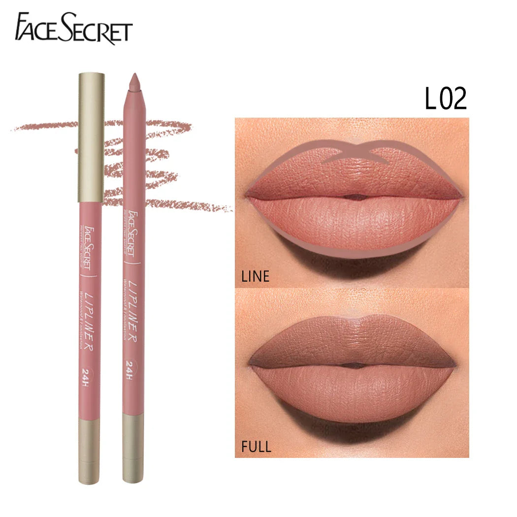 Face Secret 12-Color Lipliner – Waterproof, Long-Lasting Velvet Matte Multi-Color Correcting Lip Pencil, Lip Plumping Cosmetics