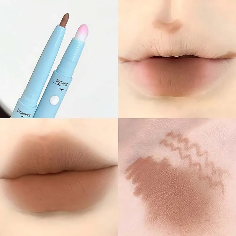 Mist Pink Peach Matte Lipliner Pen Waterproof Plumping Quick-dry 2 in 1 Lipstick Pencil Natural Lip Liner Outline Contour Makeup