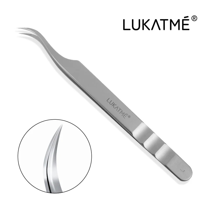 LUKATME Eyelash Tweezer Anti-Slip Fiber Tip Eyelash Extension Tools Stainless Steel Professional Precision Tweezer for Makeup