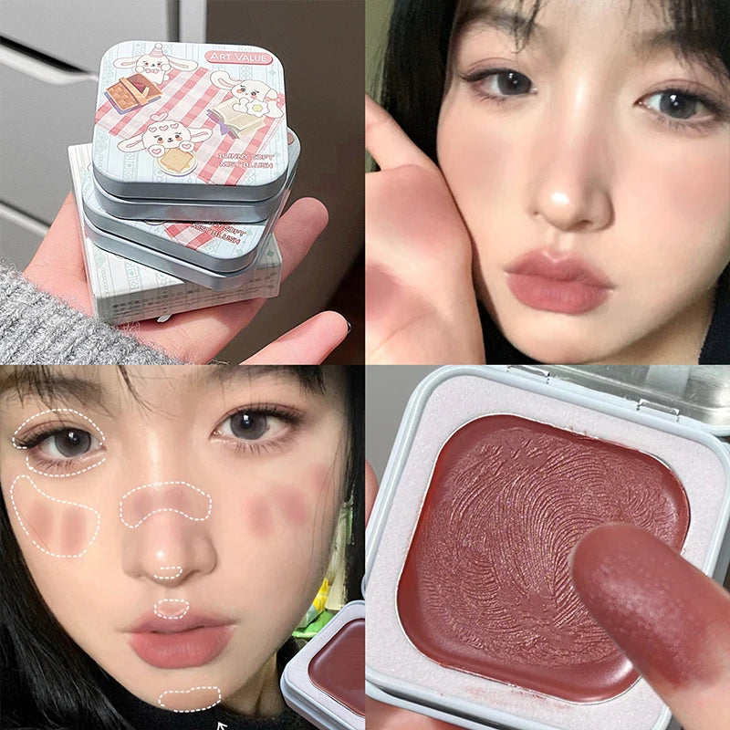 Art Value Single Color Matte Blusher Palette Blush Cream Contour Makeup Natural Cheek Tint Brighten Face Blusher Korean Cosmetic