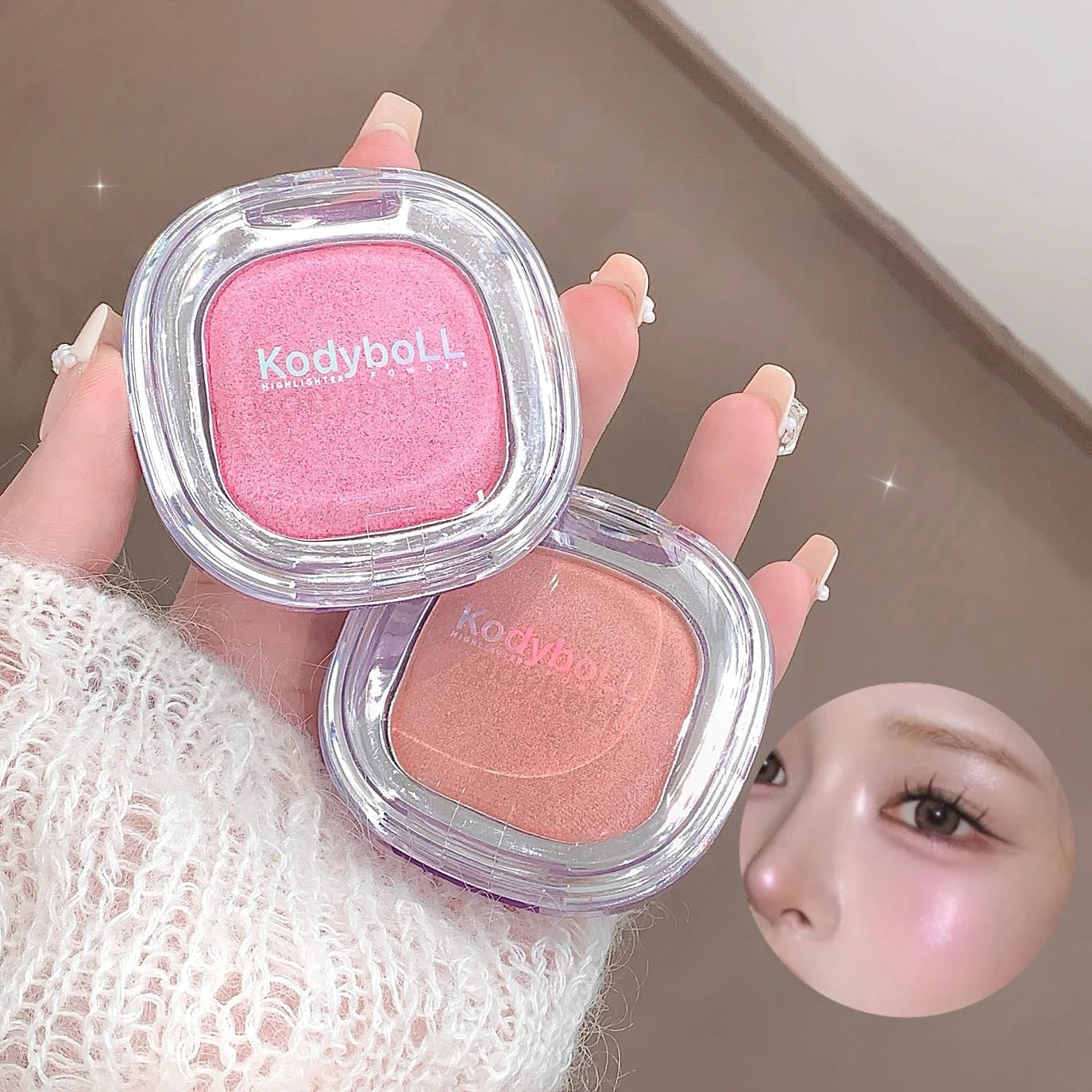 Monochrome Highlighter Cream Facial Brighten Diamond Pearlescent Highlighting Makeup Long-Lasting Natural Pink Blush Rouge Cream