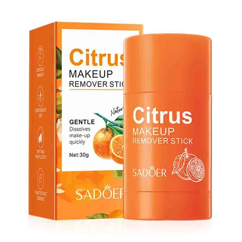 SADOER Citrus Vitamin C Makeup Removal Stick Face Eye Shadow Lip Makeup Remove Non Irritating Cleanse Pores Blackhead Remover