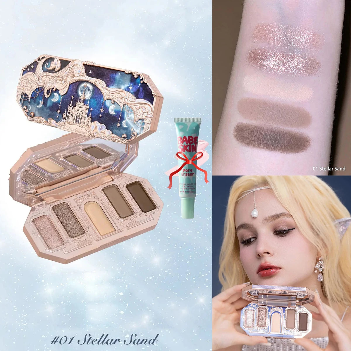 Flower Knows Chocolate Wonder-Shop 8-Color Eyeshadow Palette Matte Shimmer Waterproof Highly Pigmented Long Lasting Makeup