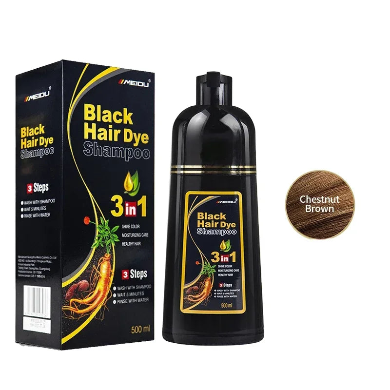 100ml/500ml Hair Dye Shampoo 3in1 Darkening Hairs Instant Gray To Black Polygonum Multiflorum Natural Coloing Cover Men Women
