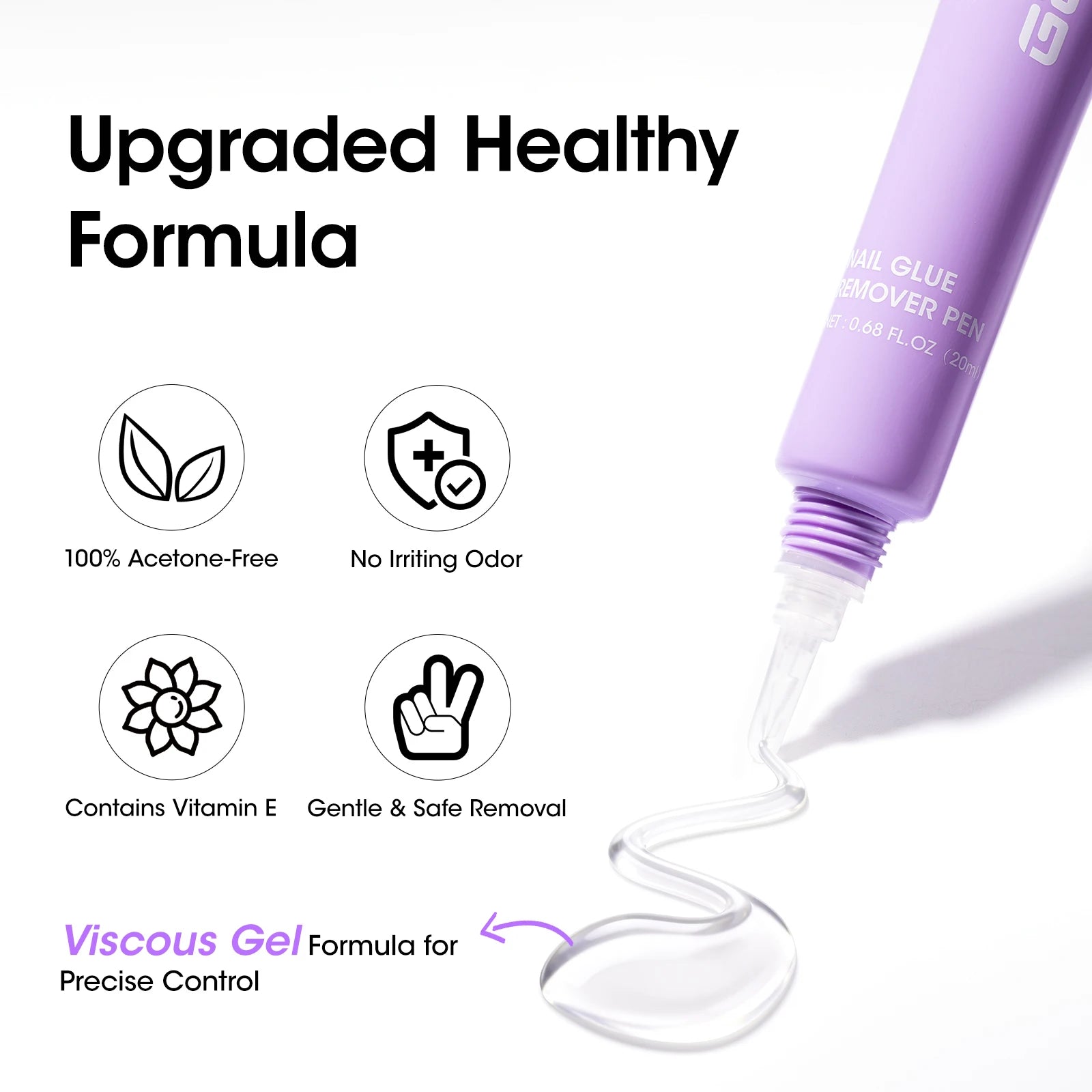 GELLEN 20ml Nail Glue Remover Pen Fast Gentle Removal for Press On Fake Nail Tips Non Acetone Safe Manicure Tool Nail Art Care