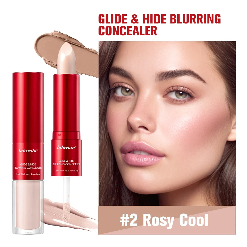 GlideHide Blurring Concealer Creamy texture Conceals dark circles wrinkles Dual formula liquid tip balm stick Long-lastin