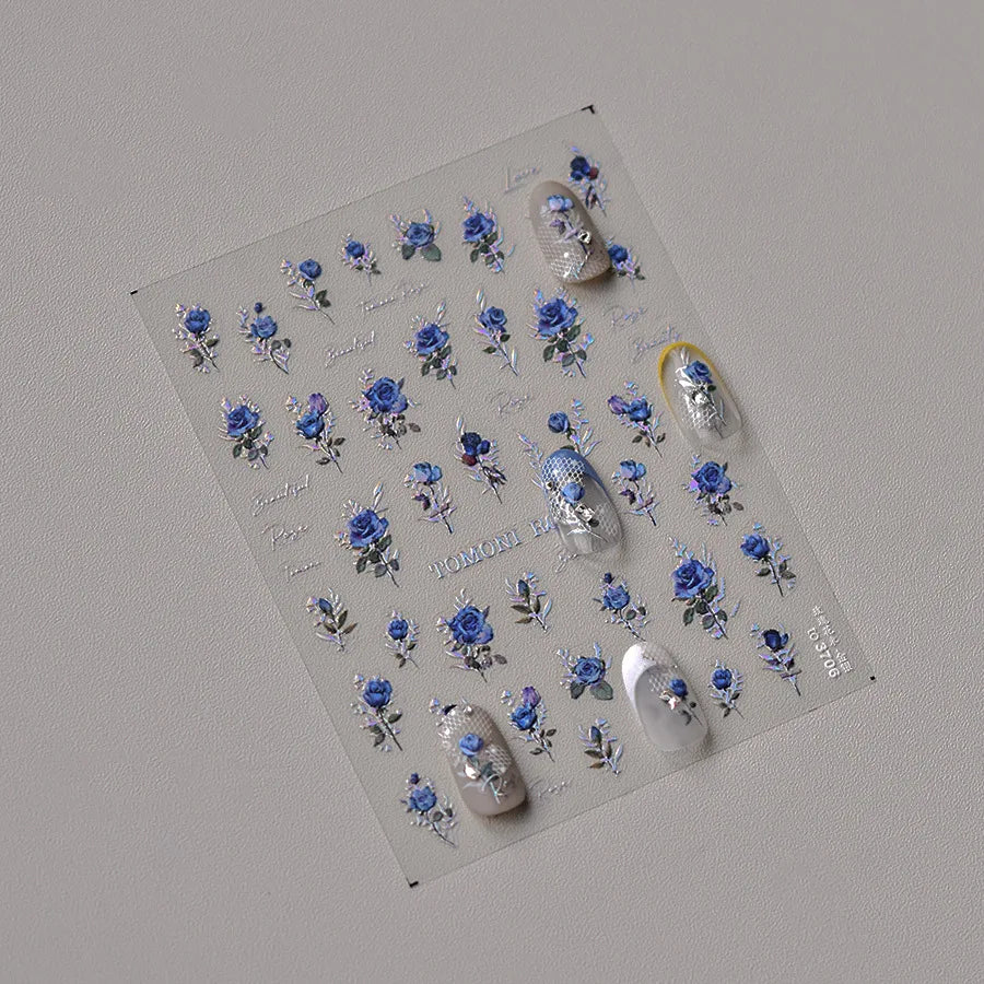 1pcs Dream Flower Window Shell Light Nail Art Stickers Japanese Flower Self Adhesive Stickers Press On Nails Decoration Decals