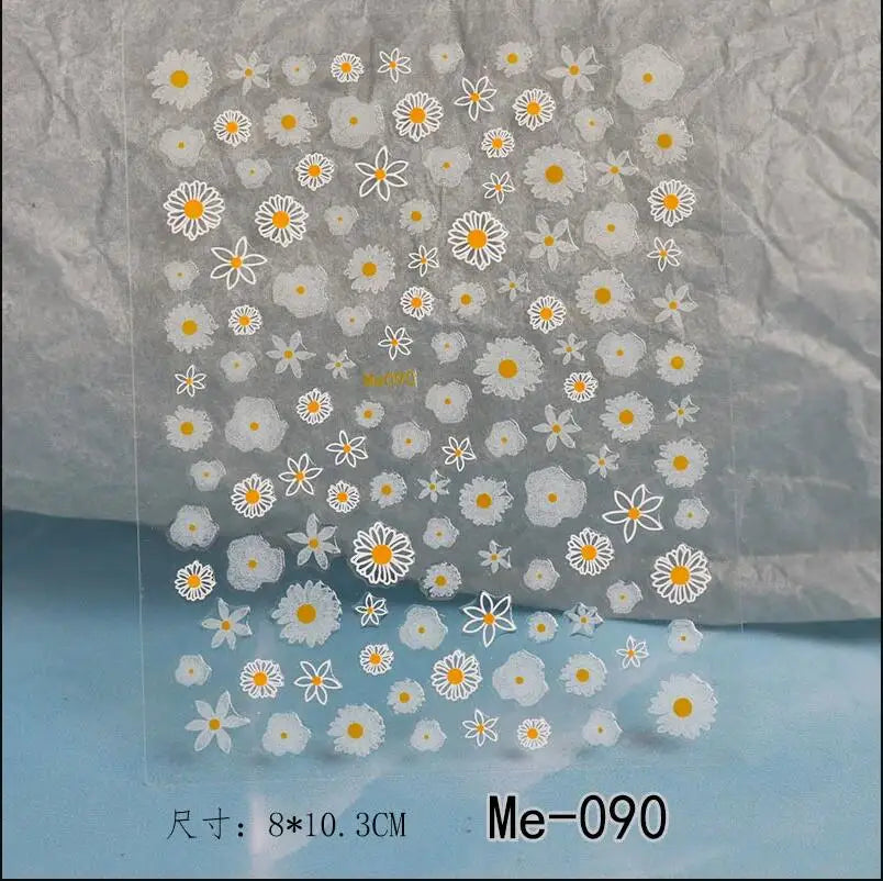 1PC 5D Macaron Flower/Fruit Nail Charms Sticker Embossed Bear/Rabbit/Letter Nails Slider Decals Summer Adhesive Manicure Decor&Y