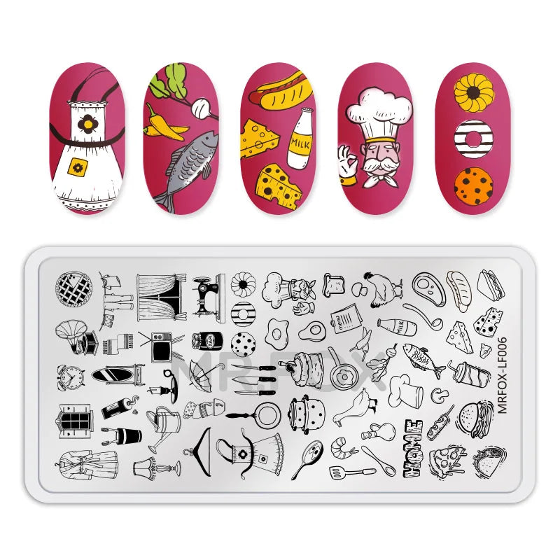 1PCS Blue Ocean Animal Nail Art Stamping Plates Fish Image Stencils for Nails Stamp Tools Manicure Template