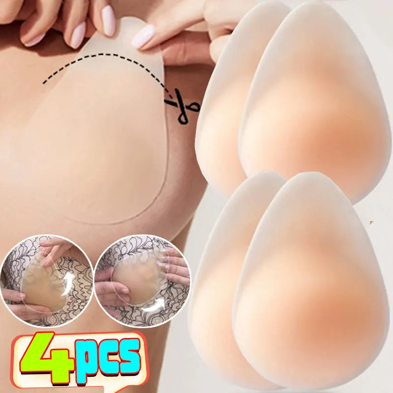 No Glue Sticky Nipple Cover Plunge Droplet Invisible Bra Ultra Thin Seamless Silicone Nubra Stickers Lifting Breast Pads Pasties