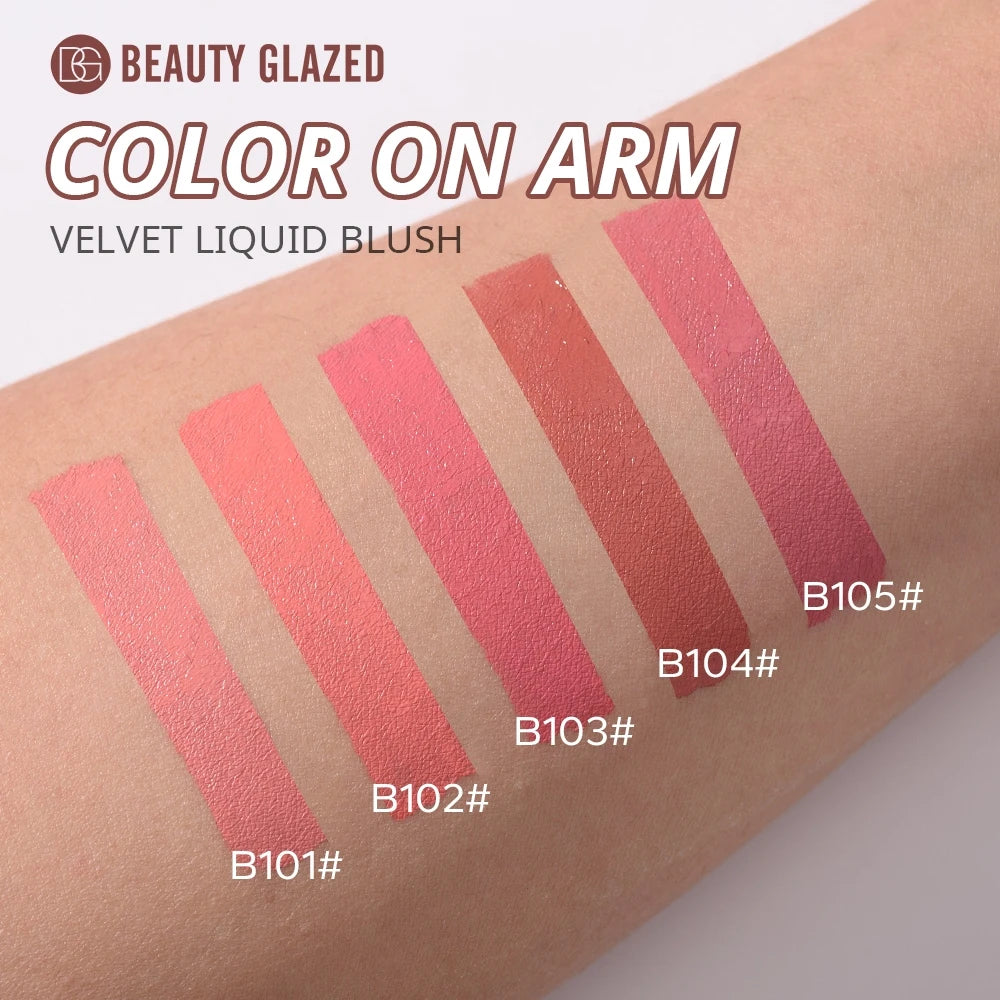 BEAUTY GLAZED Blush Velvet Matte Liquid Lasting Natural Cheek Tint Cream Makeup 5 Colors