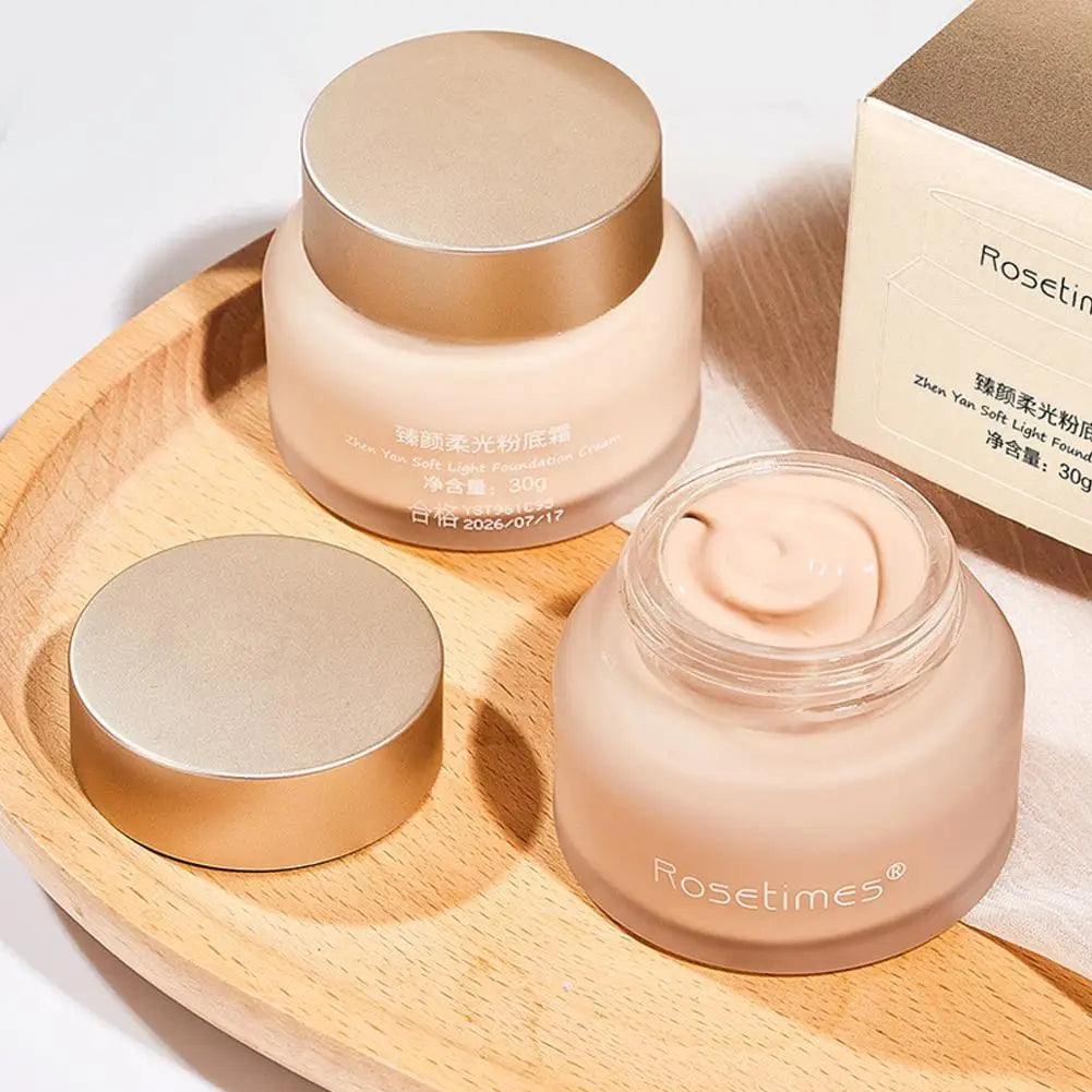 Soft Light Cream Glow Ivory White Natural Lightweight Foundation - Oil Control Moisturizing Skincare-Infused Daily Facial Makeup