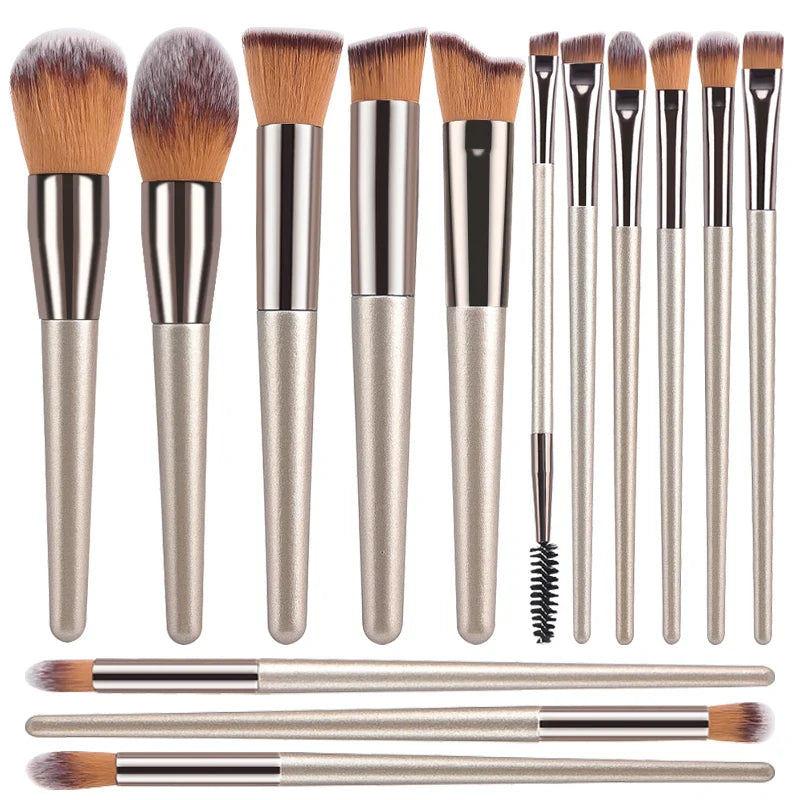 Hot Champagne Makeup Brushes Set for Women Cosmetic Foundation Powder Blush Eyeshadow Kabuki Blending Make Up Brush Beauty Tools