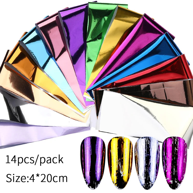 Blue Ink Marble Blooming Foil Nail Art Stickers Set With Flower Gilding Pattern Nail Transfer Decals Decorations Nail Accessorie