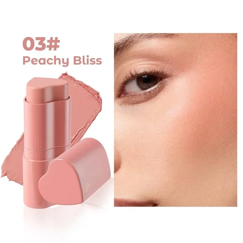 Functional Blush Stick Waterproof Easy Color Face Rouge Blusher Cream Lasting High Color Rendering Brightening Skin Tone Make Up