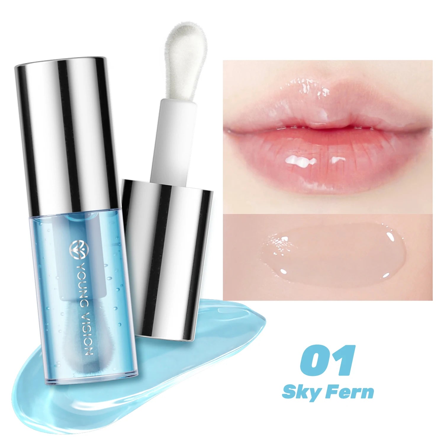 Mirror-like, moisturizing glass lip gloss with long-lasting, clear, plumping, and lip line-reducing properties. Lip gloss.