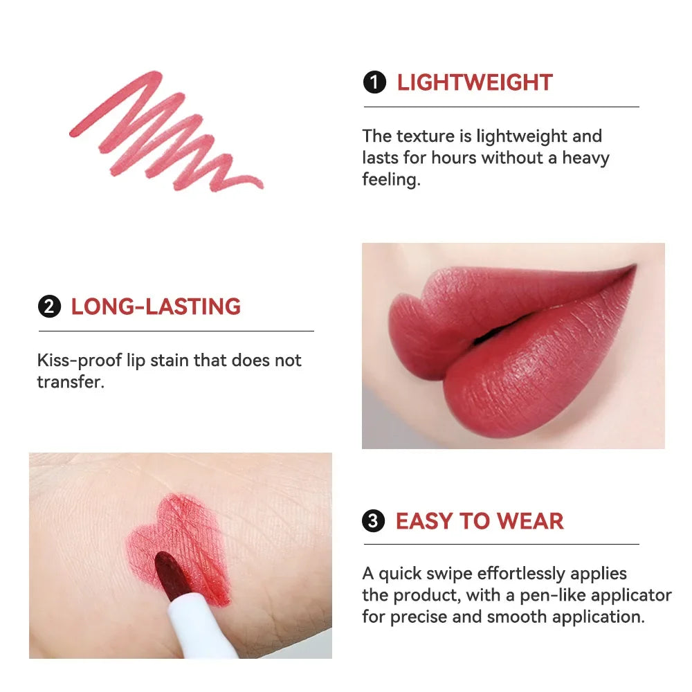 Lip Stain Pencil Liquid Lip Liner Waterproof Plumping Lip Tint Natural Matte Nude Brown Long Lasting Beauty Marker Pen Makeup