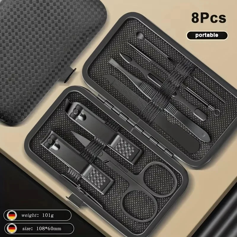 7/8/10/12/15/24pcs Set Professional Manicure Set Kits Stainless Steel Fingernail Toenail Clippers Set with Leather Portable
