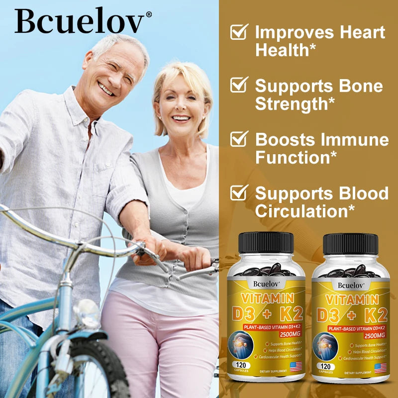 Vitamin D K2 Supplement - Vitamin D3 5000 IU + K2 600 Mg, Supports Bone Health, Helps Circulation, Cardiovascular Health Support