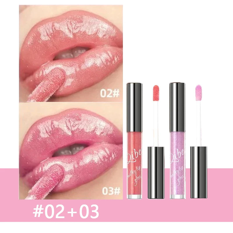 Shimmering Taro Purple Lip Gloss Moisturizing Plumping Gold Sparkle Lip Gloss Glassy Jelly Shine Liquid Lipstick for Sexy Makeup