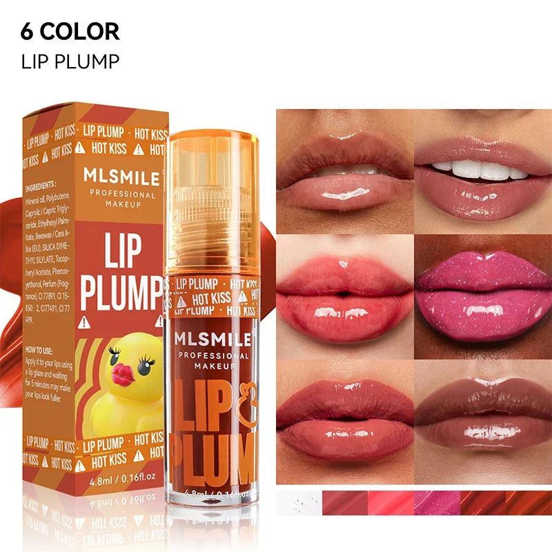 6 Colors Mirror Moisturizing Lip Balm Glitter Transparent Crystal Jelly Lip Gloss Duck Lip Plumping No Sticky Sexy Lip Oil