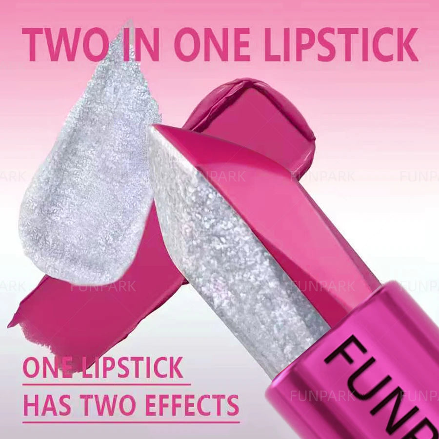1PC Sexy Glitter Two-tone Lipstick Matte Lipsticks Cosmetics Easy to use Lip Tint Makeup Lip Rose Red High Pigment Lip Glaze