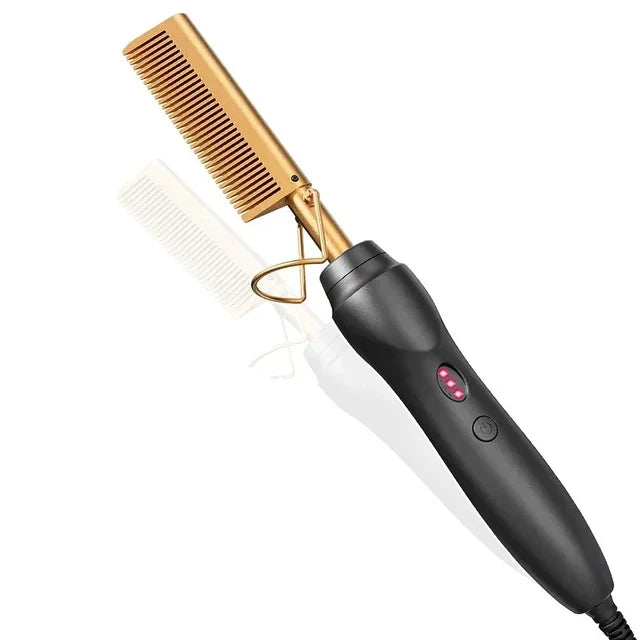 Hot Comb Hair Straightener Heat Pressing Combs Portable Ceramic Curling Iron for Hair Beard Wigs Wet and Dry Hair Styling Tools