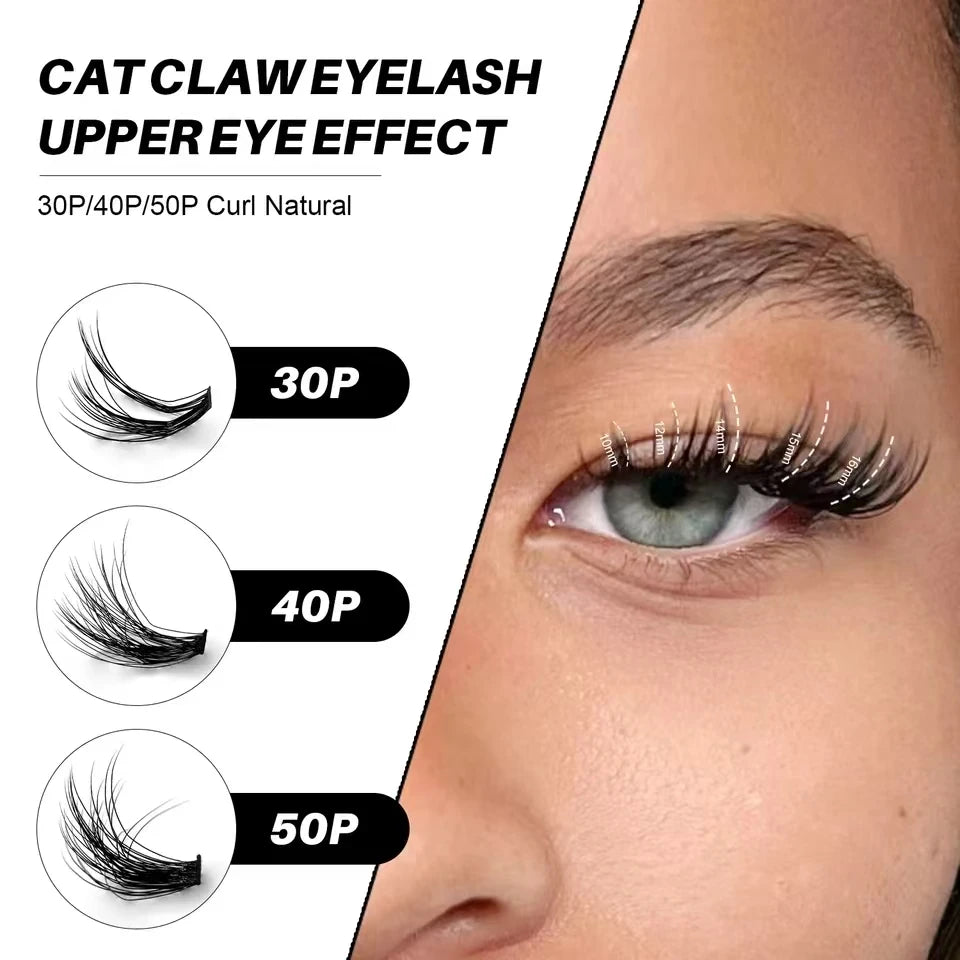 DIY Clusters Lash Kit Full Set 8-16mm Mix Bond&Seal Tweezers Lash for Self Application Makeup Individual Eyelash Extensions