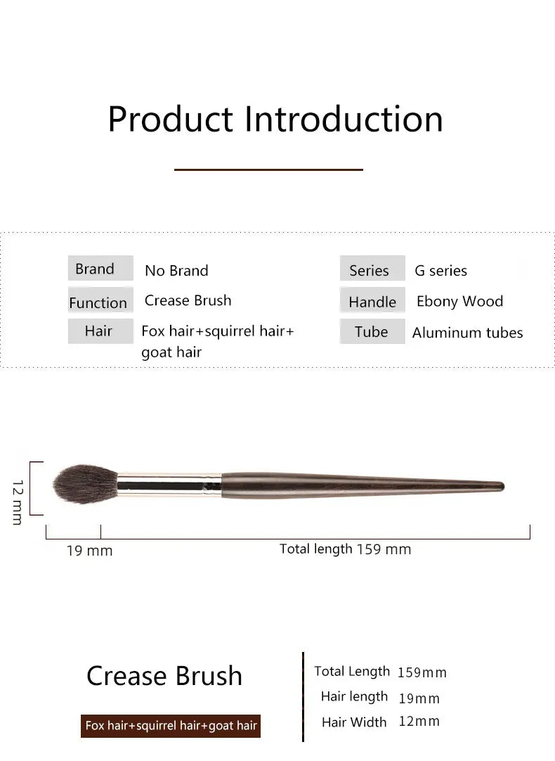 1pc High end Pro Animal hair Crease Makeup brushes detail Highlight Make up brushes Ebony handle pencil beauty G158
