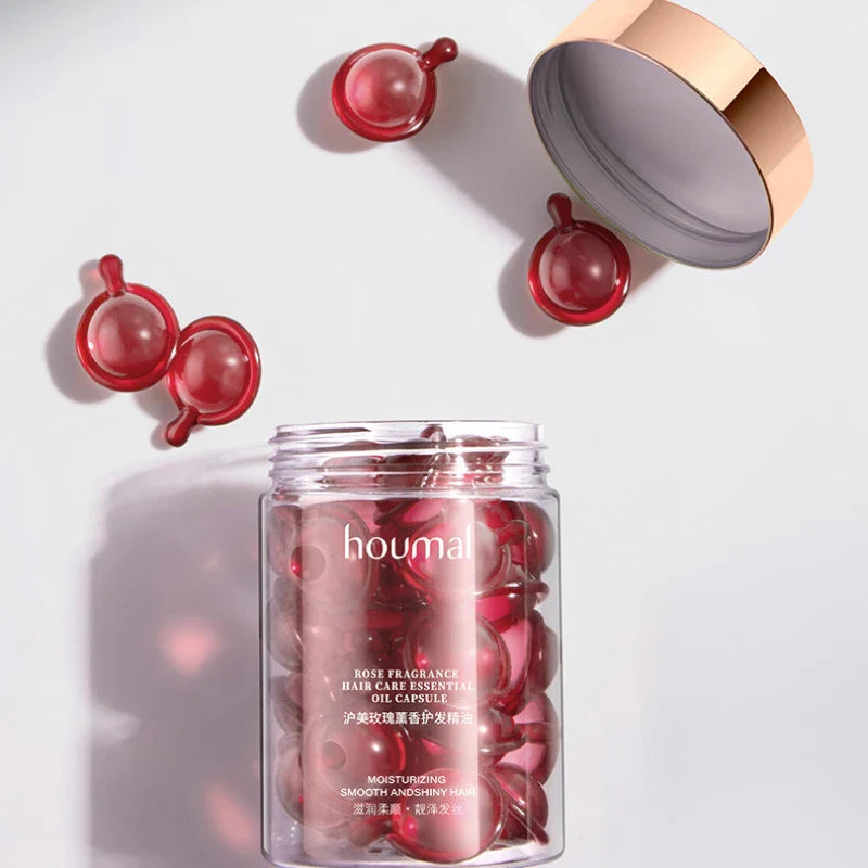 Rose Essential Oil Capsules Supple Dry Hair Keratin Plant Complex Oil Dry Damaged Hair Repair Female Hair Care Products
