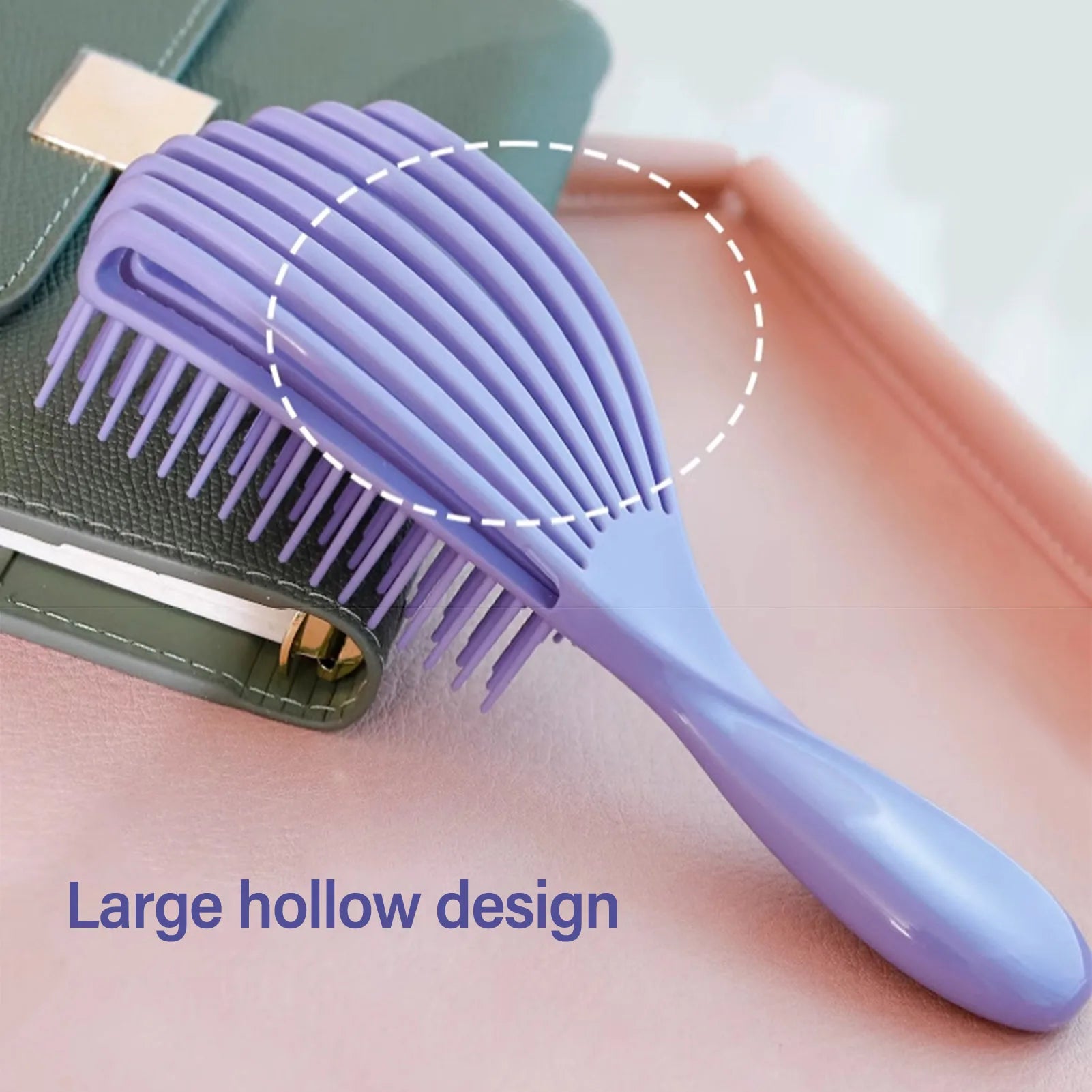 Anti-Static Detangling Brush Flexible Hollow Fluffy Curly Hair Styling Comb for Stubborn Hair Thick Wavy Hair