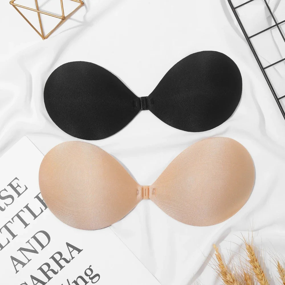 Sexy Women Invisible Push Up Bra Self-Adhesive Silicone Bust Front Closure Sticky Bra  Skin Backless Strapless Bra